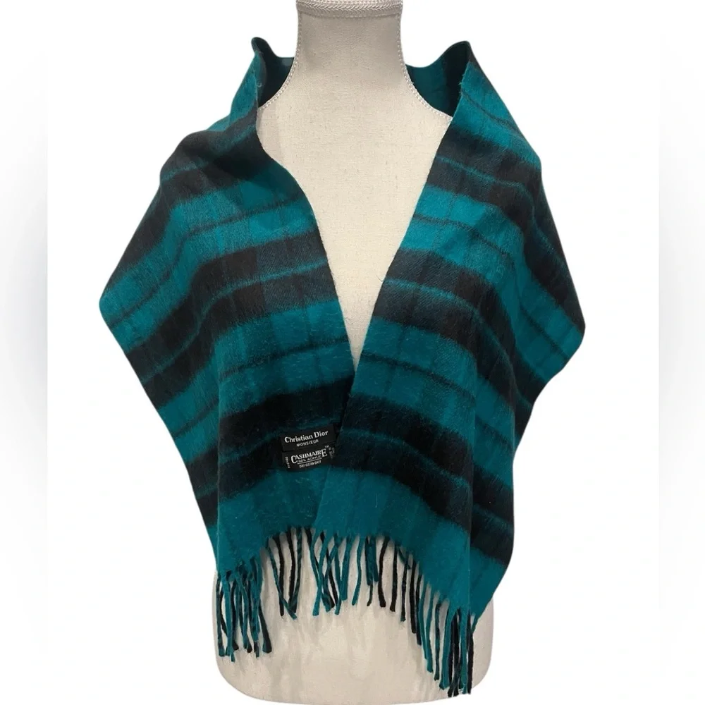 Christian Dior Vintage Cashmere Checkered Scarf Size: ONE SIZE